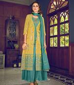 MustardDesigner Heavy Embroidery WorkArt Silksemi stitchedtop & bottom with dupatta