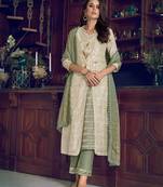 Off WhiteDesigner Heavy Embroidery WorkArt Silksemi stitchedtop & bottom with dupatta