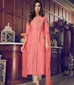 PinkDesigner Heavy Embroidery WorkArt Silksemi stitchedtop & bottom with dupatta
