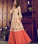 CreamDesigner Heavy Embroidery WorkArt Silksemi stitchedtop & bottom with dupatta