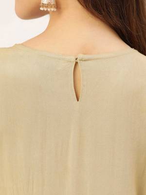 Beige embroidered viscose rayon long-dresses 5