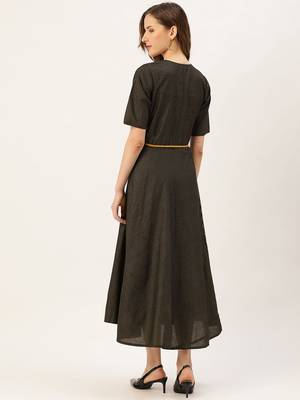 Black printed cotton long-dresses 3