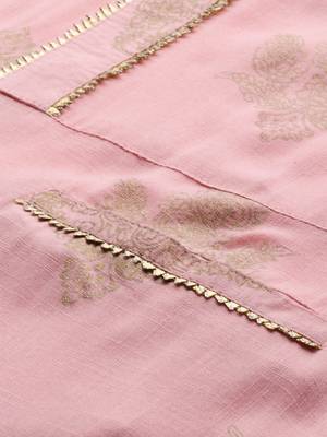 Pink printed viscose rayon long-dresses 4