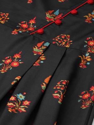 Black printed viscose rayon long-dresses 5