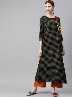 Black printed viscose rayon long-dresses 1