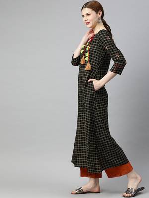 Black printed viscose rayon long-dresses 2