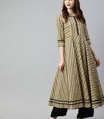 Beige printed cotton long-dresses