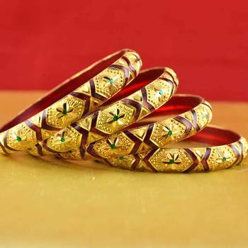 Rajasthani gokharoo,kara churi meenakari,moti,cz,stone,bangles size-2.4,2.6,2.8 1