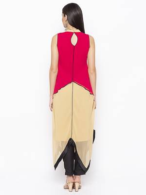 Pink embroidered georgette ethnic-Kurti 4