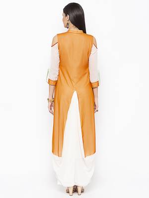 Mustard embroidered georgette ethnic-Kurti 4