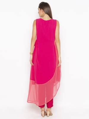 Pink embroidered georgette ethnic-Kurti 4
