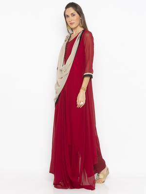 Maroon embroidered georgette ethnic-Kurti 3