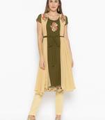 Green embroidered georgette ethnic-Kurti