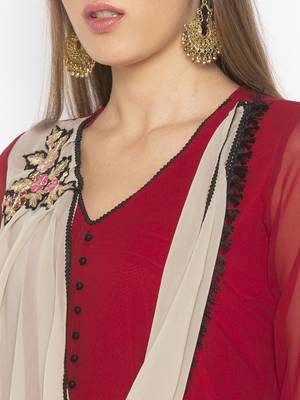 Maroon embroidered georgette ethnic-Kurti 5