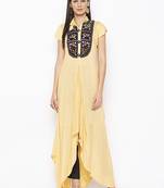 Beige embroidered cotton ethnic-Kurti