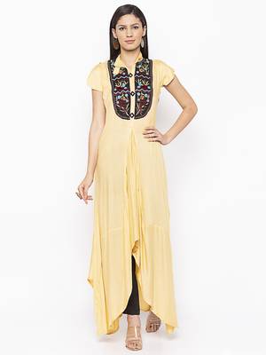 Beige embroidered cotton ethnic-Kurti 2