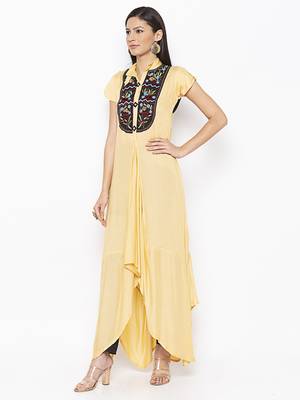 Beige embroidered cotton ethnic-Kurti 3