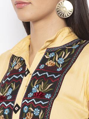 Beige embroidered cotton ethnic-Kurti 5