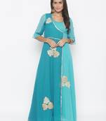 Blue embroidered georgette ethnic-Kurti