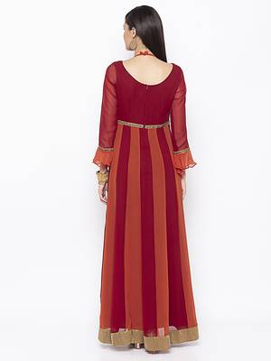 Maroon embroidered georgette ethnic-Kurti 4