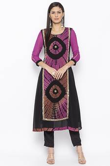 Purple embroidered georgette ethnic-Kurti