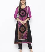 Purple embroidered georgette ethnic-Kurti