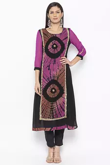 Purple embroidered georgette ethnic-Kurti
