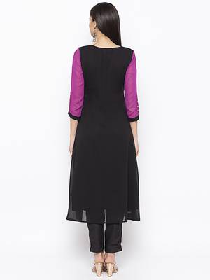 Purple embroidered georgette ethnic-Kurti 4