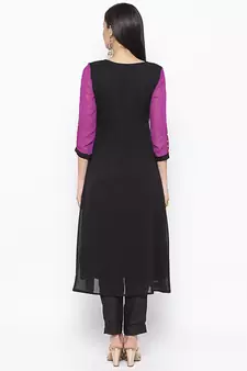 Purple embroidered georgette ethnic-Kurti