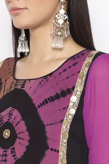 Purple embroidered georgette ethnic-Kurti