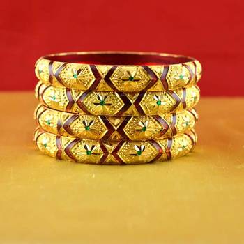 Rajasthani gokharoo,kara churi meenakari,moti,cz,stone,bangles size-2.4,2.6,2.8 2