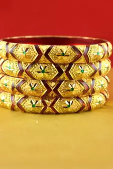 Rajasthani gokharoo,kara churi meenakari,moti,cz,stone,bangles size-2.4,2.6,2.8