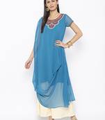 Blue embroidered georgette ethnic-Kurti