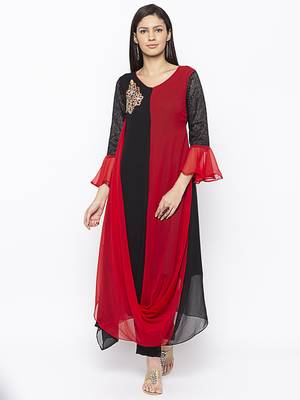 Black embroidered georgette ethnic-Kurti 2