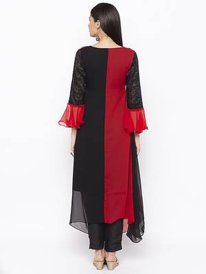 Black embroidered georgette ethnic-Kurti 4