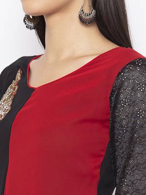 Black embroidered georgette ethnic-Kurti 5