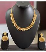 Beautiful Gold Tone Pink Lakshmi Coin Necklace Set