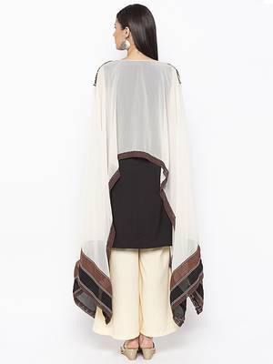 Black embroidered crepe ethnic-Kurti 4