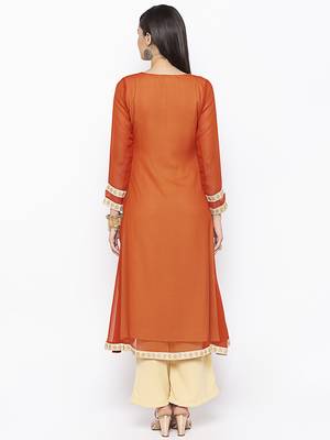Brown embroidered georgette ethnic-Kurti 4