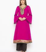 Pink embroidered georgette ethnic-Kurti