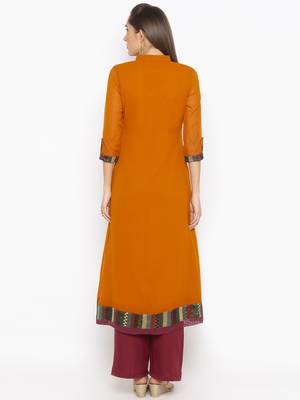 Mustard embroidered georgette ethnic-Kurti 4