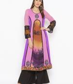 Purple embroidered georgette ethnic-Kurti