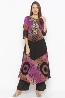 Purple embroidered georgette ethnic-Kurti
