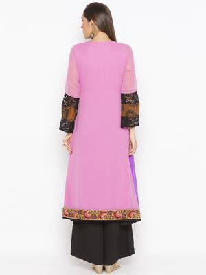 Purple embroidered georgette ethnic-Kurti 4