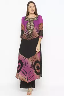 Purple embroidered georgette ethnic-Kurti
