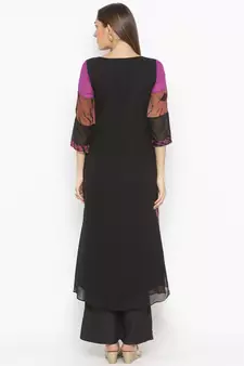 Purple embroidered georgette ethnic-Kurti