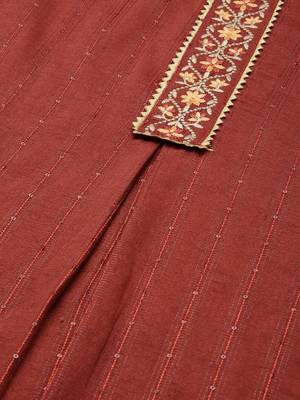 Women Rust Embroidered & Sequence Kurta Set With Dupatta 7