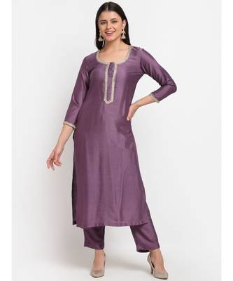 Mistique Mauve Straight Kurti with Straight Pants 1