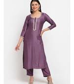 Mistique Mauve Straight Kurti with Straight Pants
