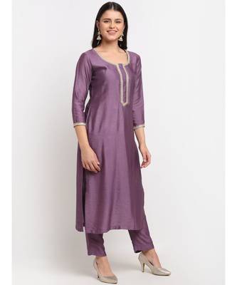 Mistique Mauve Straight Kurti with Straight Pants 2